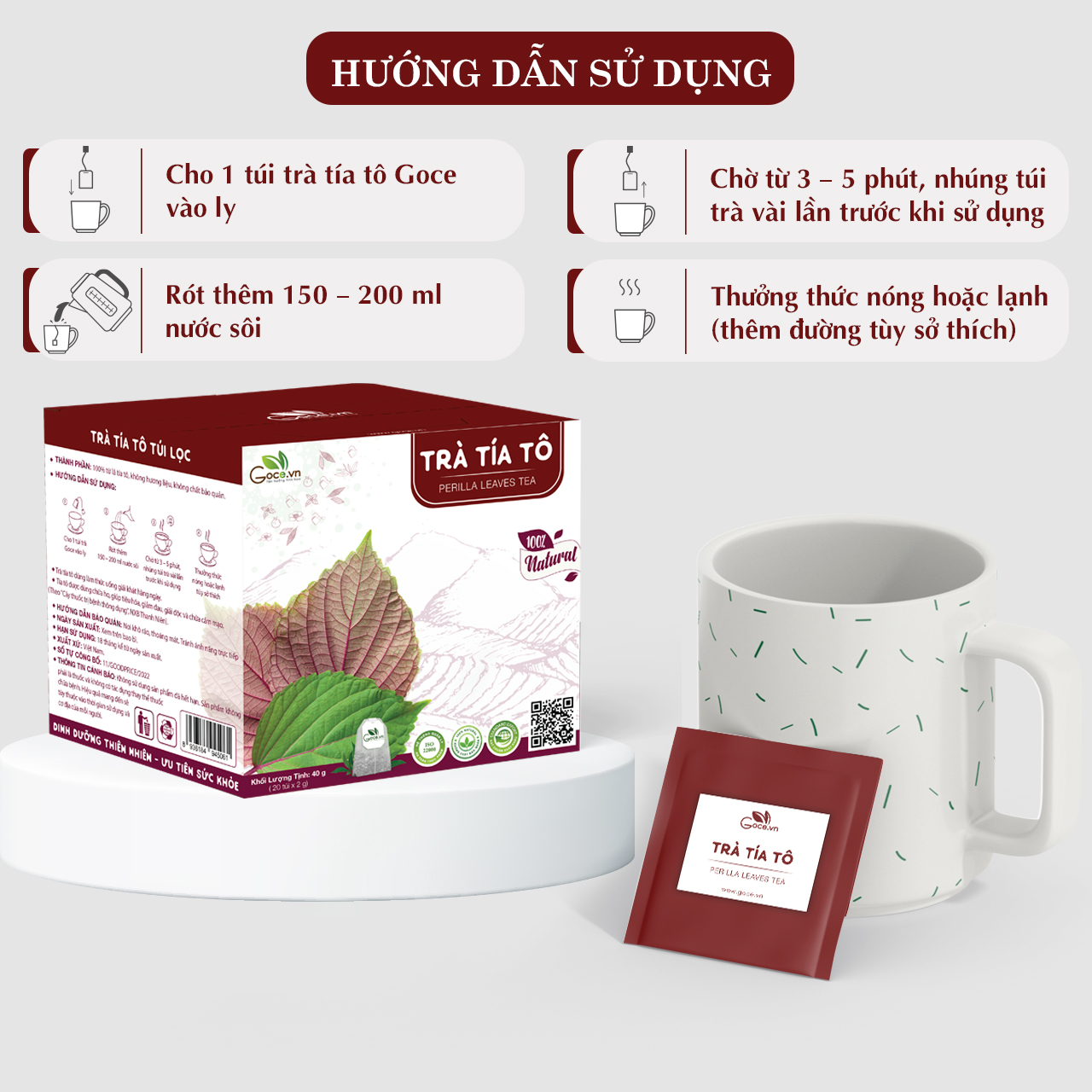 Trà tía tô túi lọc Goce