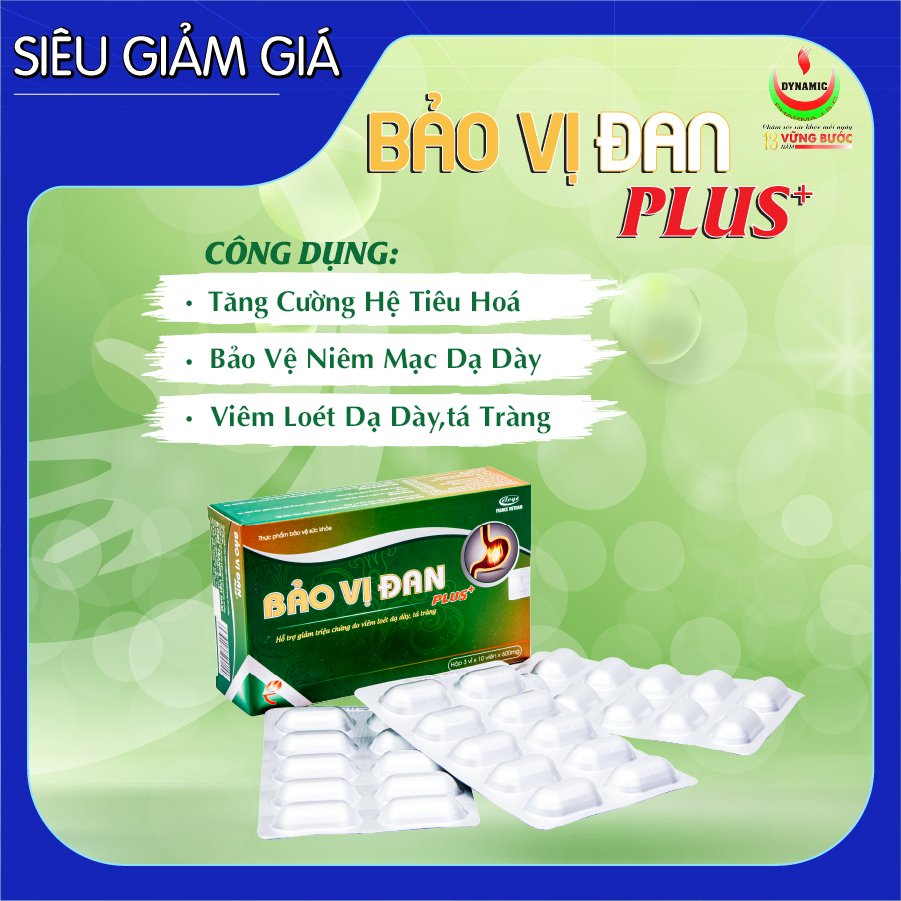 BẢO VỊ ĐAN PLUS - NĂNG ĐỘNG - GIẢM VIÊM LOÉT DẠ DÀY, Ợ CHUA, TRÀO NGƯỢC DẠ DÀY, CHƯỚNG BỤNG