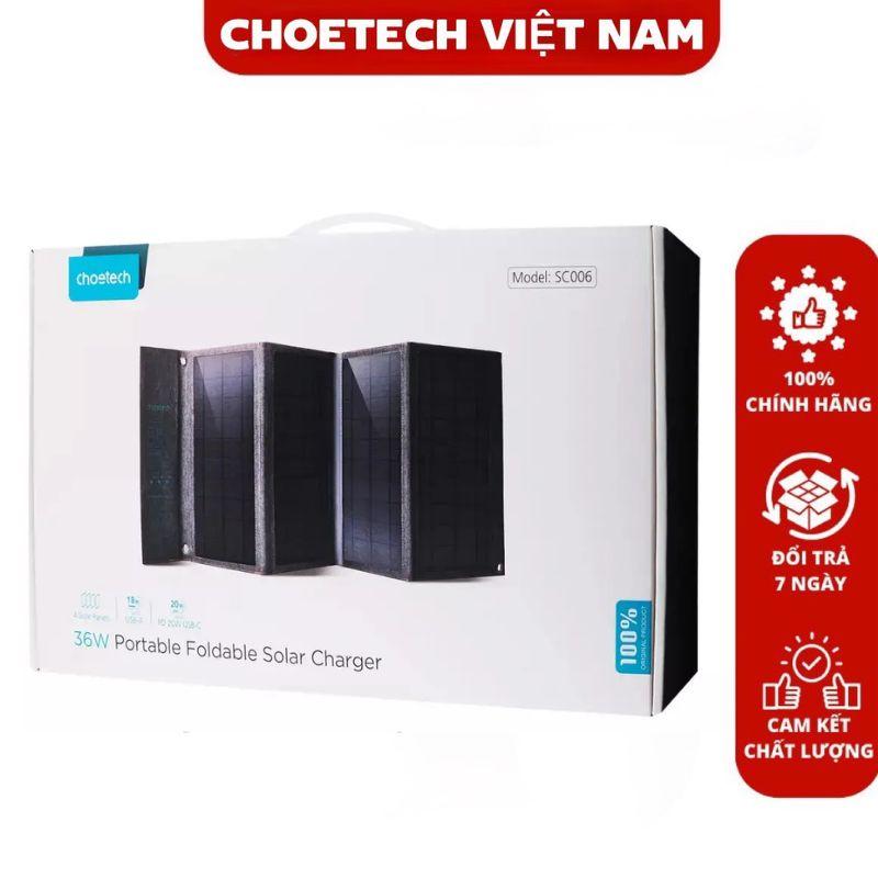 Bộ sạc năng lượng mặt trời 36W Choetech SC006 di động có thể gấp gọn (Hàng chính hãng)