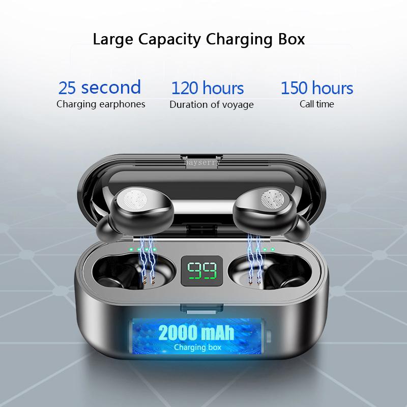Bluetooth 5.0 9D Stereo Âm Nhạc Thể Thao Tai Nghe Không Dây Có Mic Tai Nghe 2000 MAh Power Bank Cho iPhone Samsung