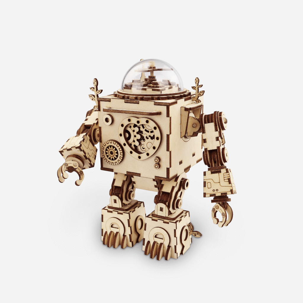 Đồ chơi lắp ráp gỗ 3D Mô hình Hộp nhạc Robot tình yêu AM601 Orpheus Music Box