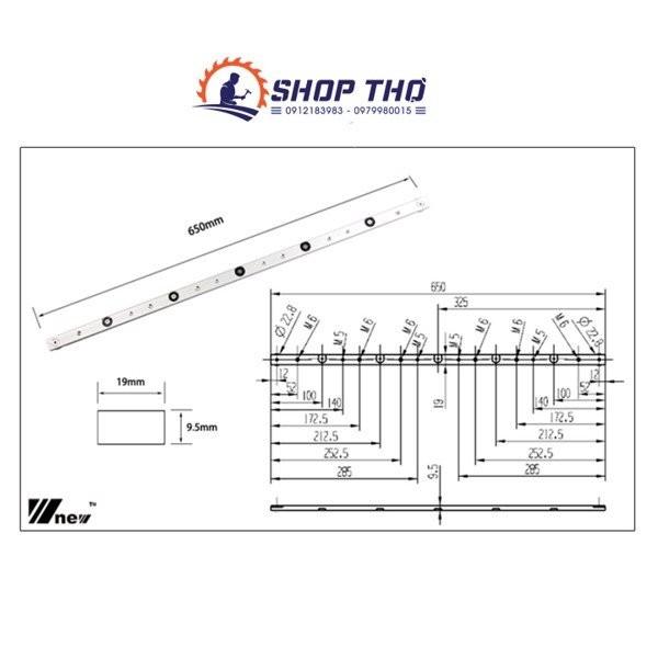 Thanh trượt nhôm độ dài 65cm có chống lật dùng chế bàn cưa bàn phay cho cắt gỗ