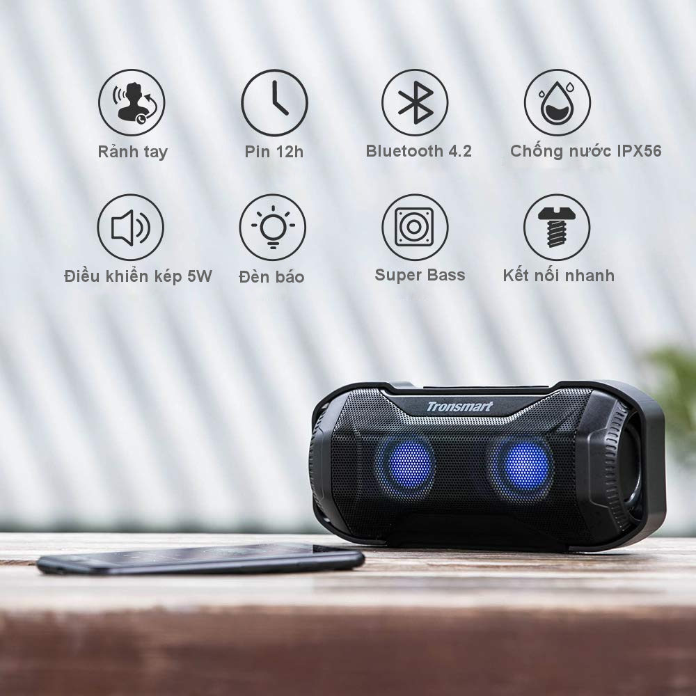 Loa Bluetooth 4.2 ngoài trời chống thấm nước (IPX56) Công Suất 10W Tronsmart Element BLAZE - Hàng chính hãng