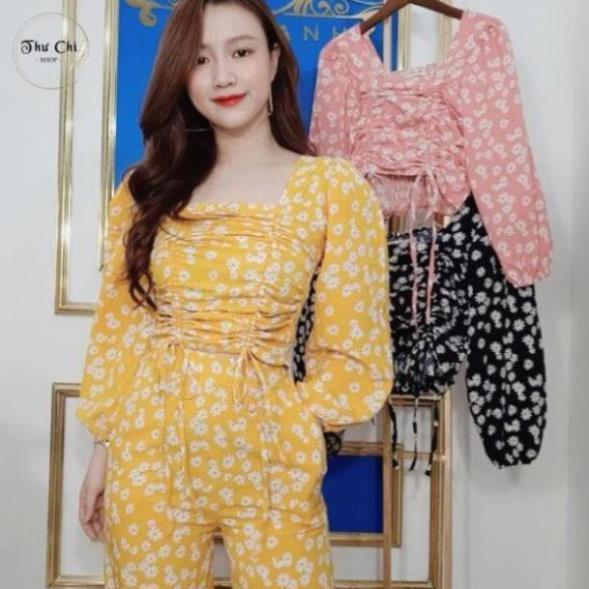 Đồ bộ nữ * Bộ hoa nhỏ rút dây thời trang, vải mềm, mịn, mát * Set đồ bộ nữ hàng thiết kế