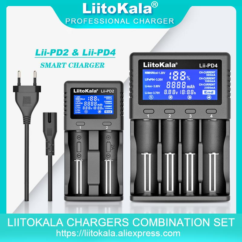 Liitokala Lii-PD4 Lii-PD2 Bộ sạc pin 3.2V 1.2V 3.8V 3.7V 18650 Màn hình LCD 18490 21700 26650 20700 AA AAA Công suất thử nghiệm Màu sắc: Lii-PD2 Trọn bộ