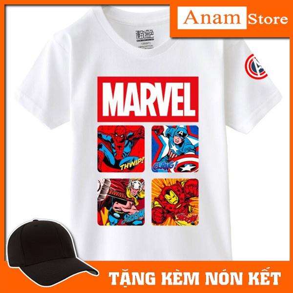 Áo thun trẻ em Marvel, Tặng Kèm nón kết, Có size người lớn, Anam Store