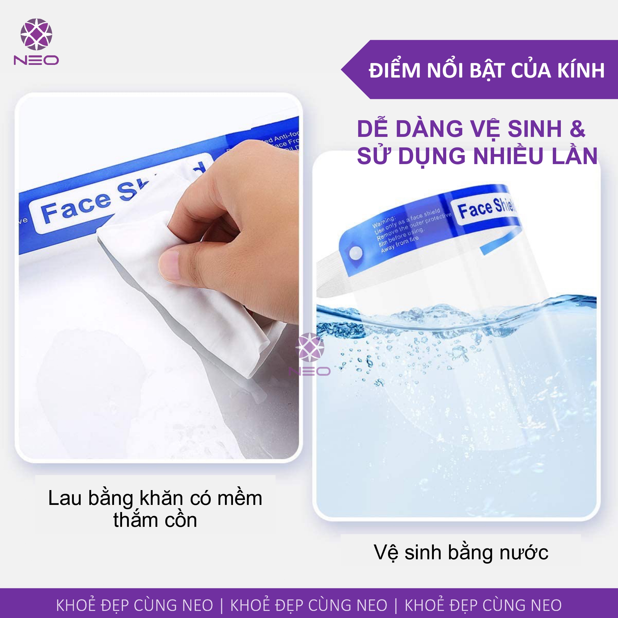 Kính Y Tế Đa Năng Phòng Dịch Chống Giọt Bắn/ Reusable Plastic Safety Face Shield