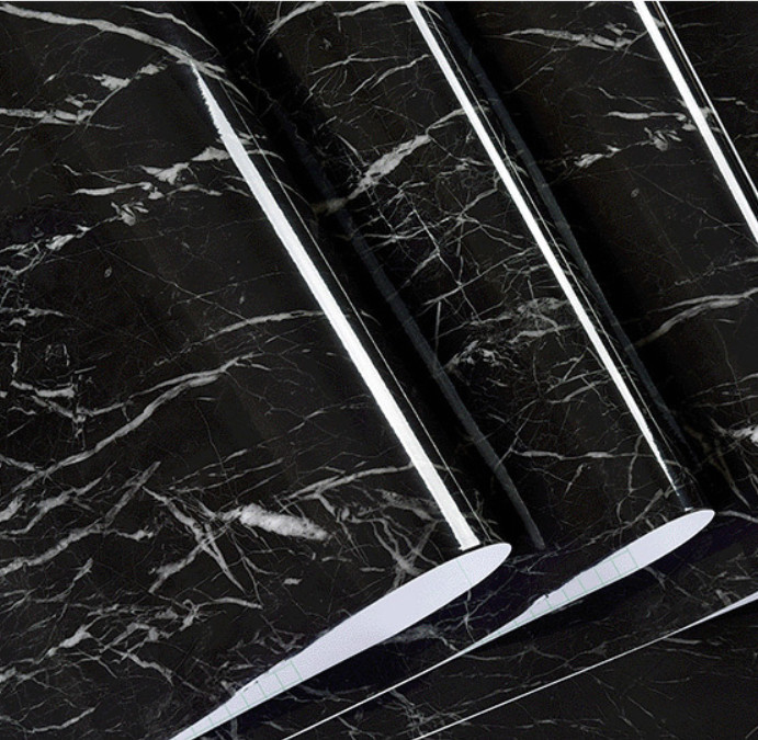 Cuộn 5m dài x 0.6m rộng decal giấy dán tường đá hoa cương đen keo sẵn
