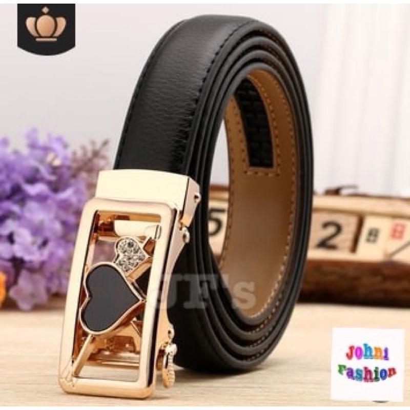 Thắt lưng da nữ khoá Tim tự động, dây nịt thời trang nữ JohniFashion 50