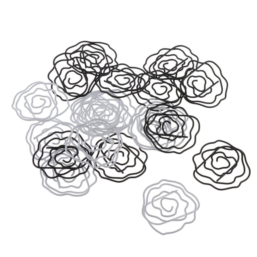 20x Rose Flower Shape Paper Clip Book Marker Office Stationery Organizer