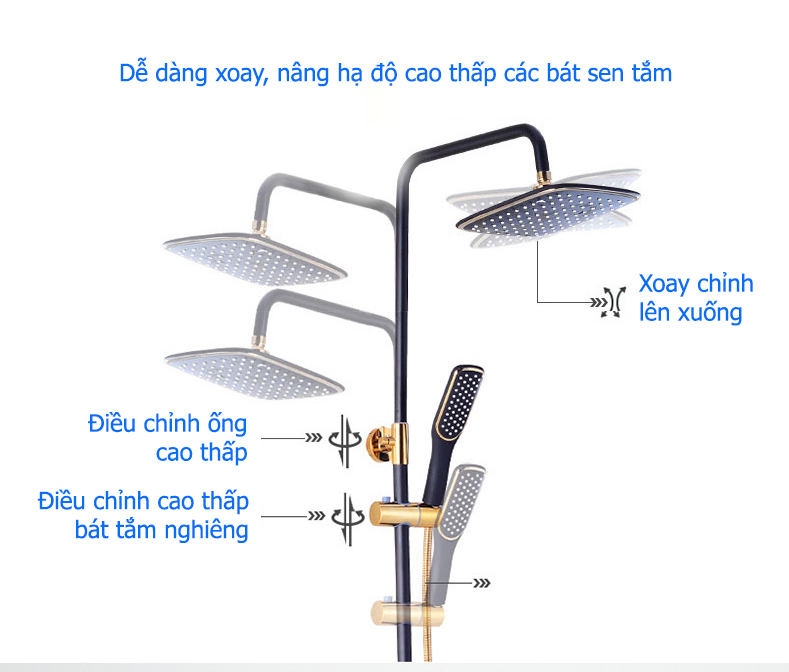 Bộ sen cây tắm đứng, bộ sen vòi tắm nóng lạnh TCARE 360 - Hàng chính hãng