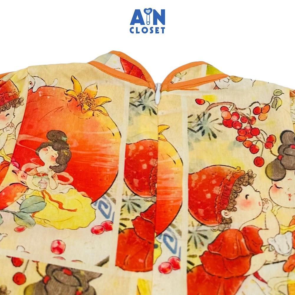 Đầm Sườn xám bé gái họa tiết Nàng Tiên Lựu Vàng cotton - AICDBGMBKUA4 - AIN Closet