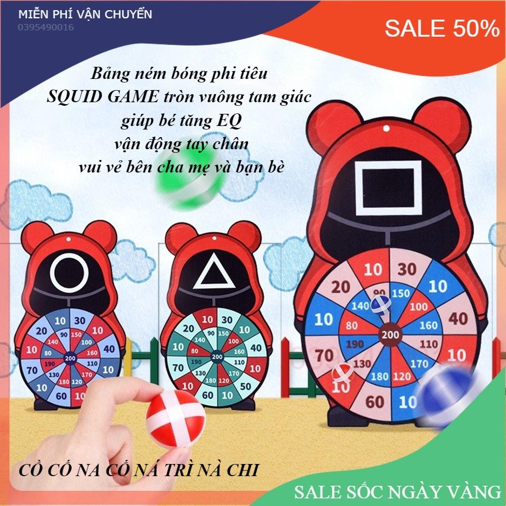 Bảng ném bóng phi tiêu SQUID GAME tròn vuông tam giác giúp bé tăng EQ vận động tay chân vui vẻ bên cha mẹ và bạn bè