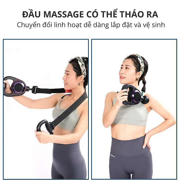 Súng massage Kachi MK353 Pro 6 đầu massage kèm đai rung