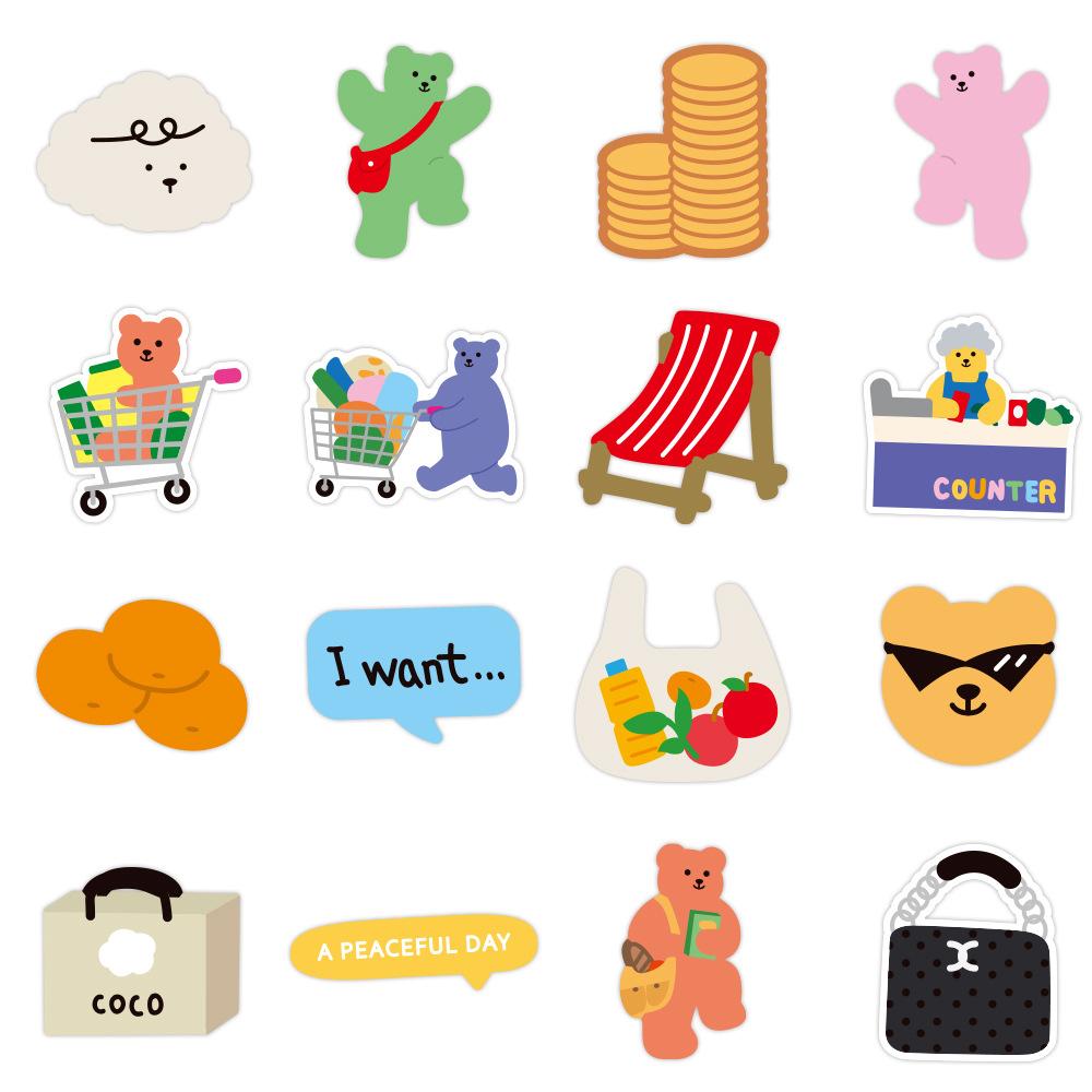 Sticker GẤU INS SIÊU THỊ hoạt hình trang trí mũ bảo hiểm,guitar,ukulele,điện thoại,sổ tay,laptop-mẫu S157