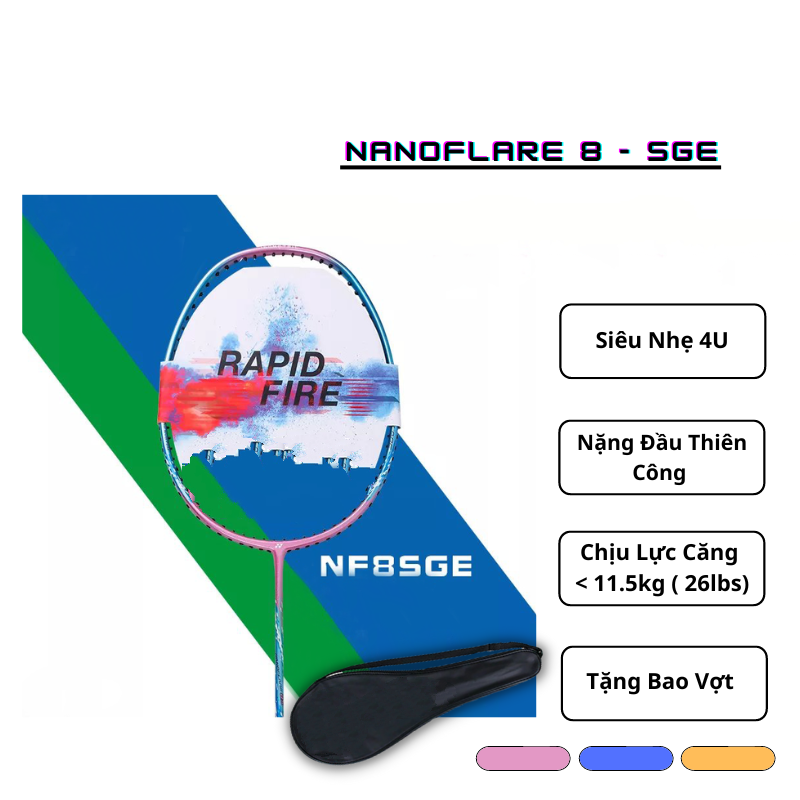 Vợt Cầu Lông Nanoflare 8S - Lực Căng 11kg - Cân Bằng 4u - Công Thủ Toàn Diện - Phù hợp mọi tiêu chuẩn