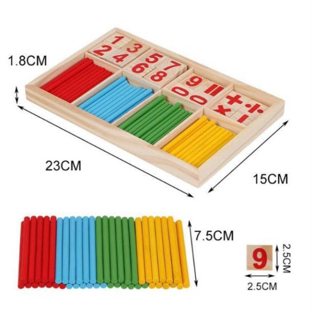 Đồ chơi que tính toán học gỗ - bảng tính que cho bé