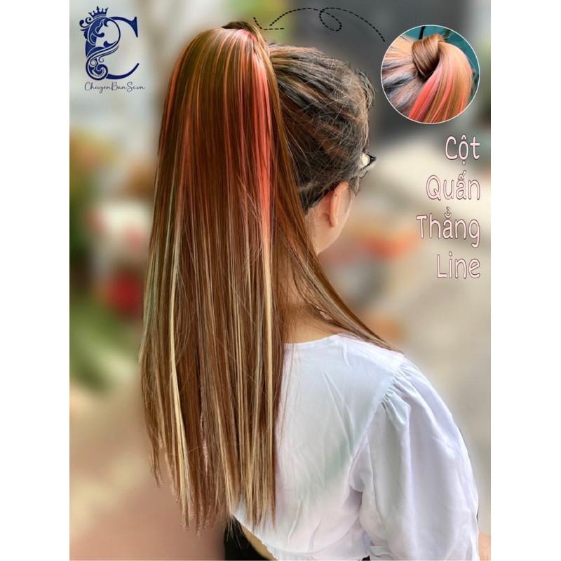 Tóc Giả Buộc Quấn Line thẳng Hồng Trắng