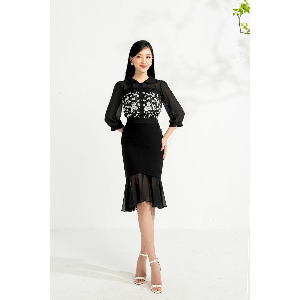 Sơ mi cổ sen tay lửng, phối voan MMOutfit M-AO021220029