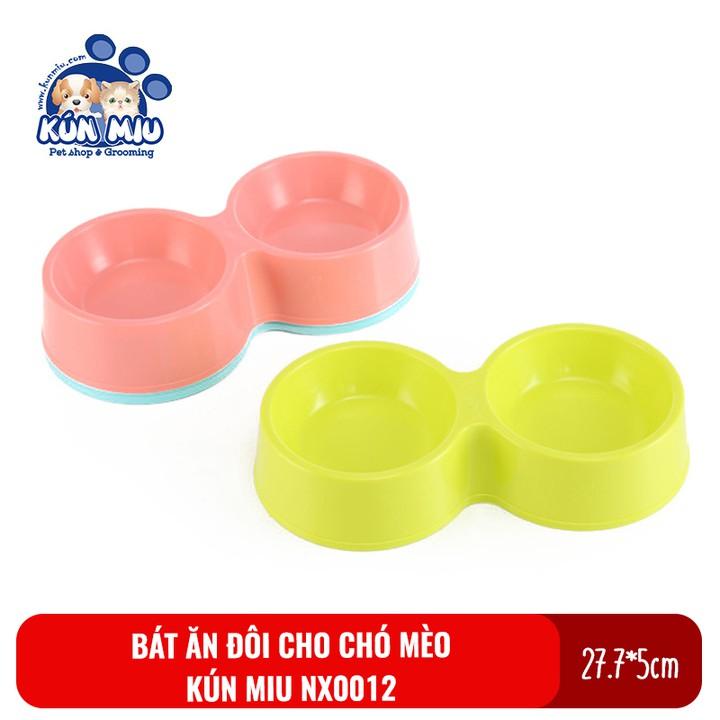 Bát ăn đôi cho chó mèo Kún Miu NX0012 chất liệu nhựa an toàn cho thú cưng
