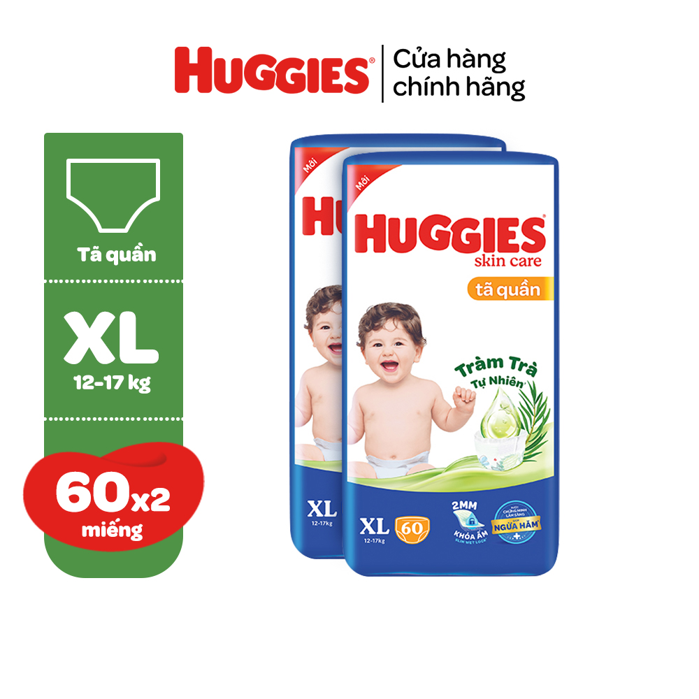 Combo 2 gói Tã/bỉm quần HUGGIES SKINCARE gói M76+8/L68/XL60/XXL54 (M56/L48/XL40/XXL36+8)