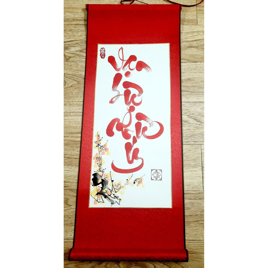 Liễn tranh thư pháp đẹp bo lụa cao cấp sang trọng