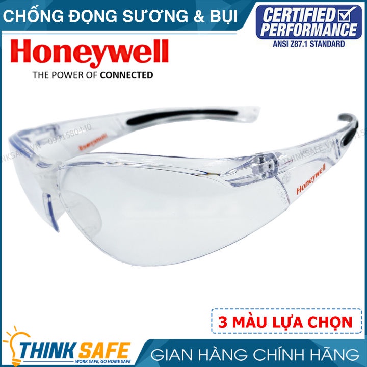 Kính bảo hộ Honeywell A800 chống bụi, tia UV, chống đọng sương - Thinksafe