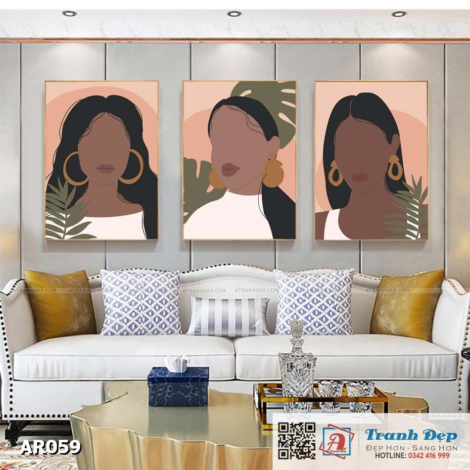 Bộ 3 tranh canvas decor phong cách minimalist, trừu tượng hiện đại - AR059