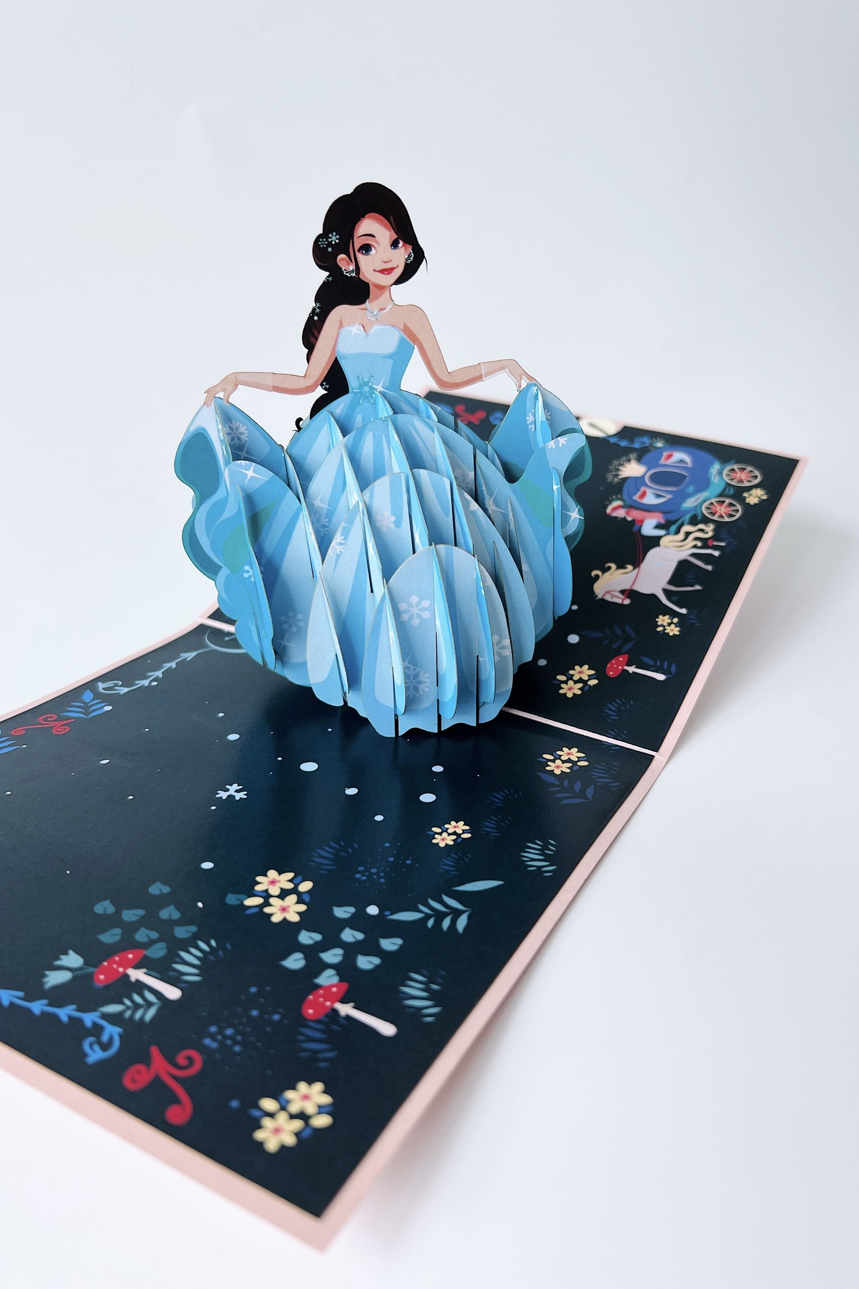B26 -  Thiệp 3D Nàng Công Chúa Váy Xanh – Cinderella – Pop Up Card Viethands Giftshop