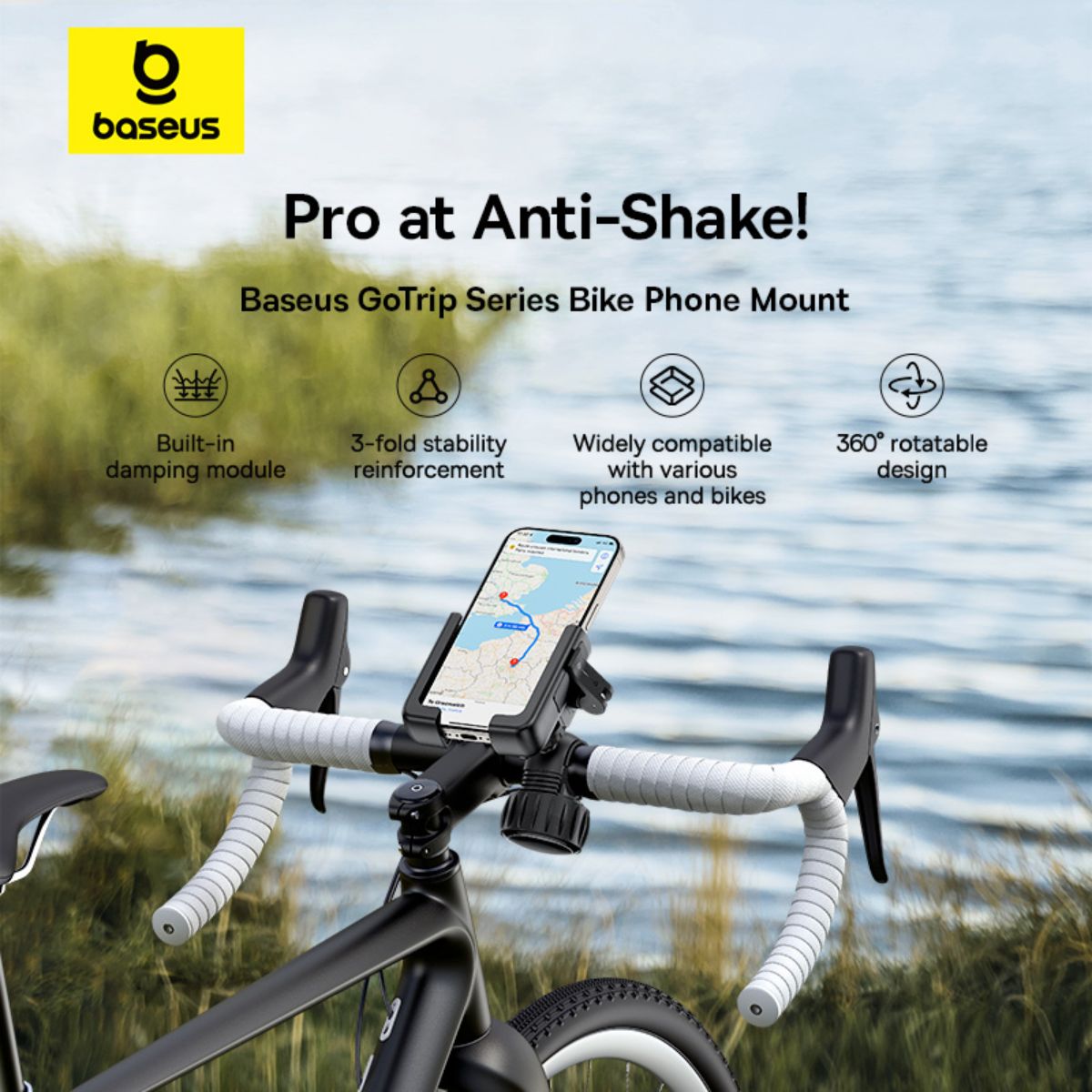 Giá đỡ Baseus GoTrip Series Bike Phone Mount Cluster điện thoại cho xe đạp - Hàng chính hãng