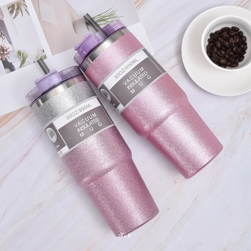 Ly Giữ Nhiệt Kim Tuyến Thái Lan 890ml, Lõi Inox 304 Giữ Nhiệt Tối Ưu, Màu Ombre Độc Đáo Hiện Đại, Tặng Kèm Ống Hút - Hàng Chính Hãng (Giao Màu Ngẫu Nhiên)