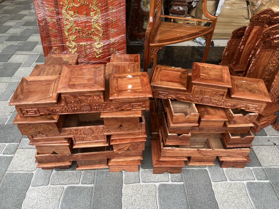 Đế tam sơn gỗ hương, tam cấp gỗ, bục tam cấp nhiều cỡ mặt