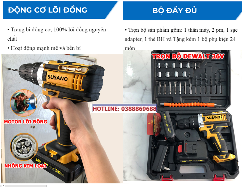Máy Khoan Bê Tông và Bắt Vít 36V