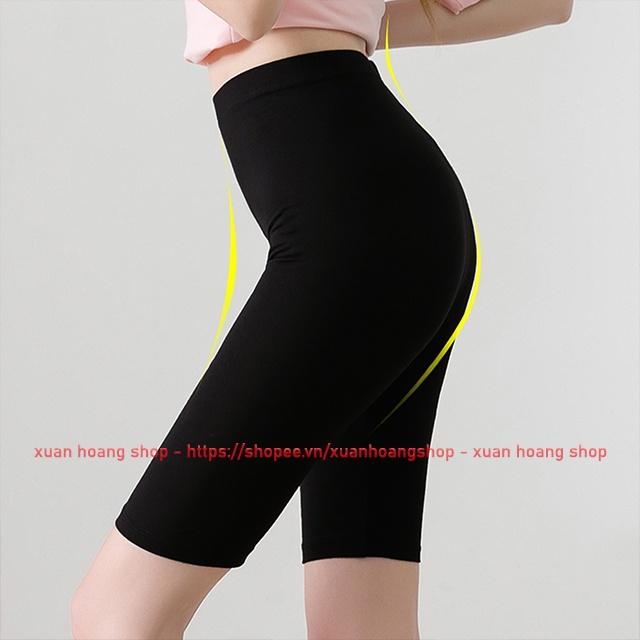 Quần Legging Nữ Tập Gym Yoga Biker Thể Dục Lửng Ngắn Chất Liệu Lanh Mát, Co Giãn Cạp Cao