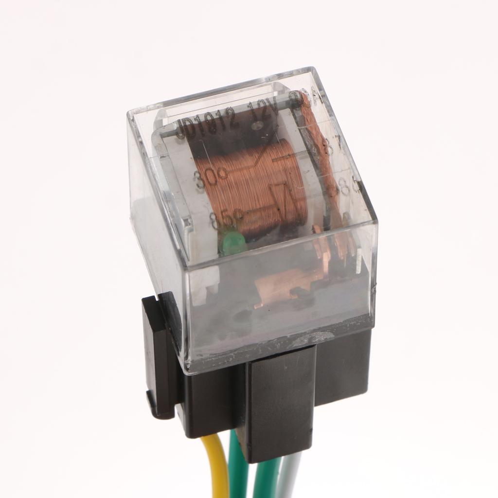 5Pcs Car 12V 80A  Relay Pump Light  4Pin 4P & Socket 4 Wire