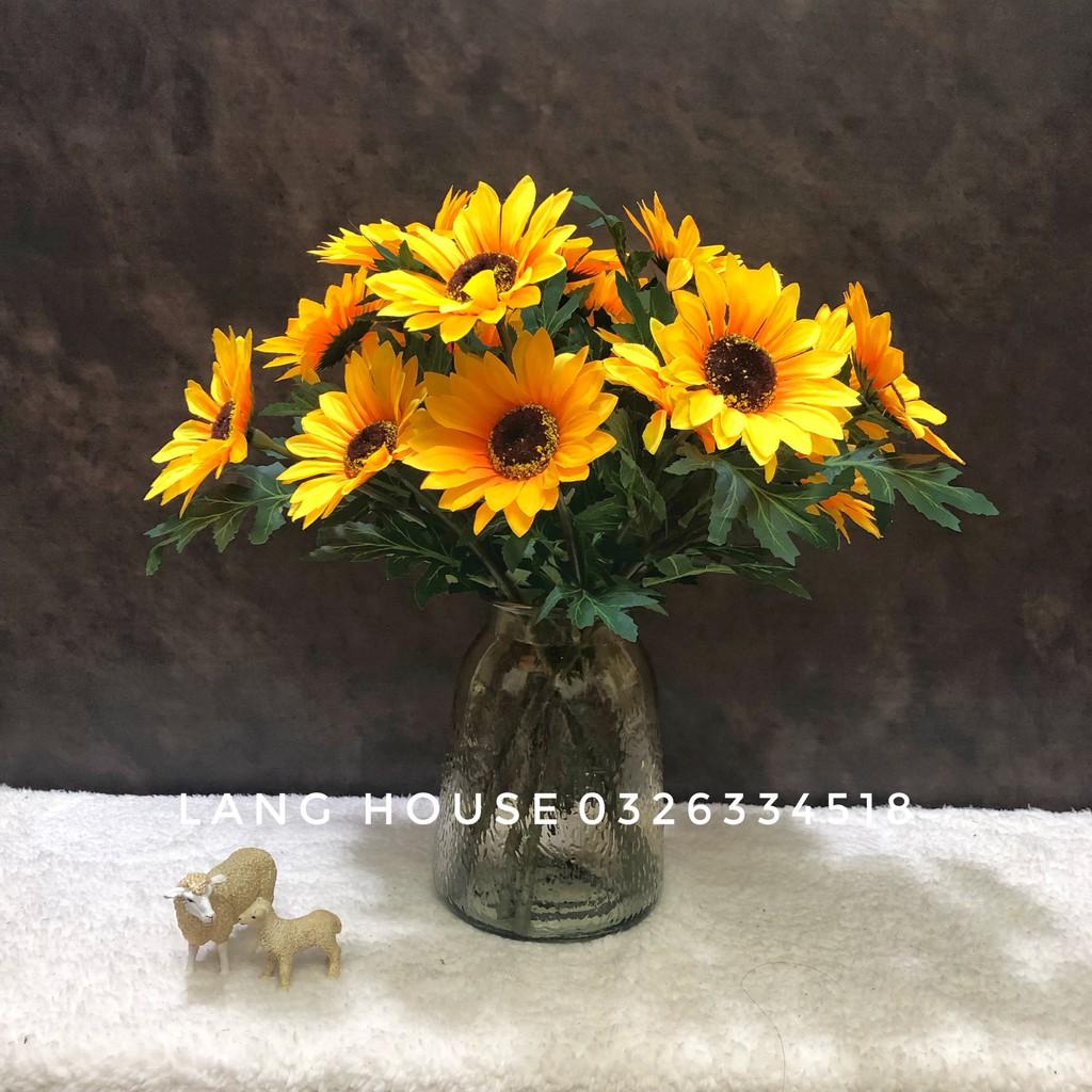 Hoa Lụa Hoa Giả - HOA HƯỚNG DƯƠNG 1 CÀNH 2 BÔNG DÀI 38CM