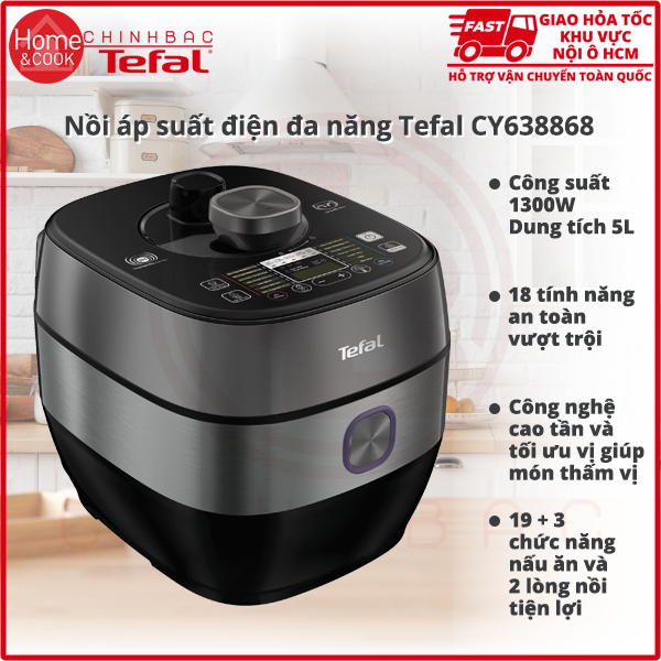 Nồi áp suất điện đa năng 5L cao tần Tefal CY638868, bảo hành 2 năm, hàng chính hãng