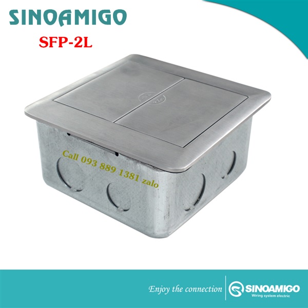 Ổ điện âm sàn nắp trượt Sinoamigo SFP-2L màu bạc chính hãng (lắp 4 modules, 6 modules)