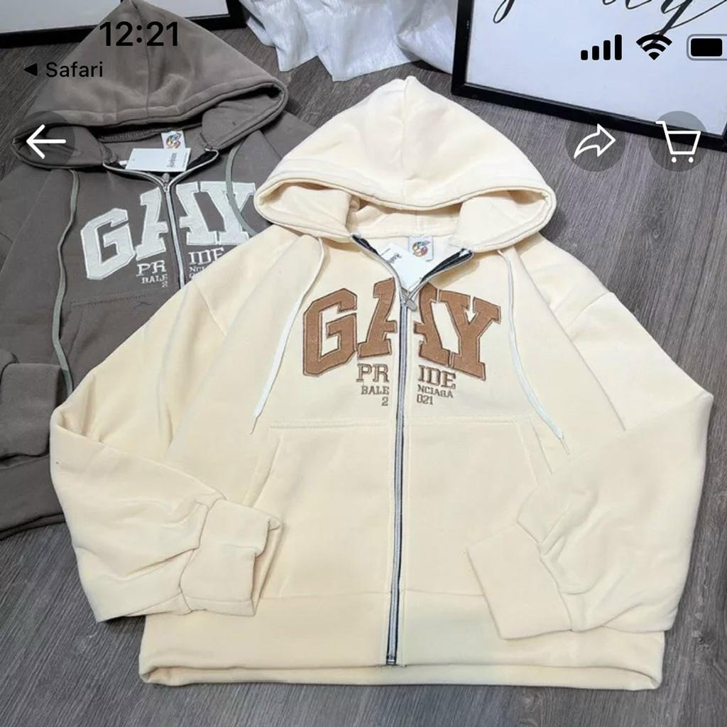 Áo Hoodie Zip Nỉ Ngoại Xuất Khẩu GAY - Áo Khoác Nỉ dây kéo nam nữ UNISEX