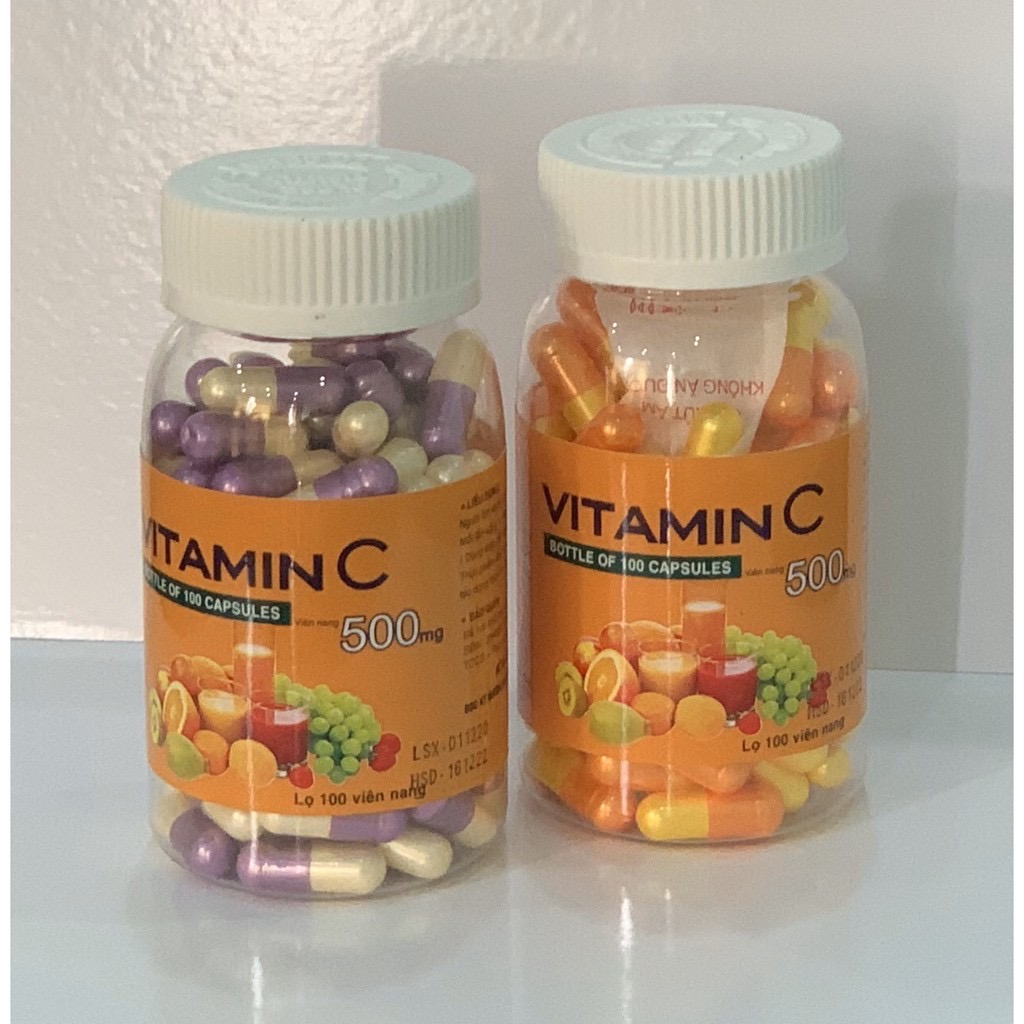 Vitamin C ( dạng viên nang) Vinapharco, lọ 100v, tăng cường sức đề kháng, làm bền mạch máu