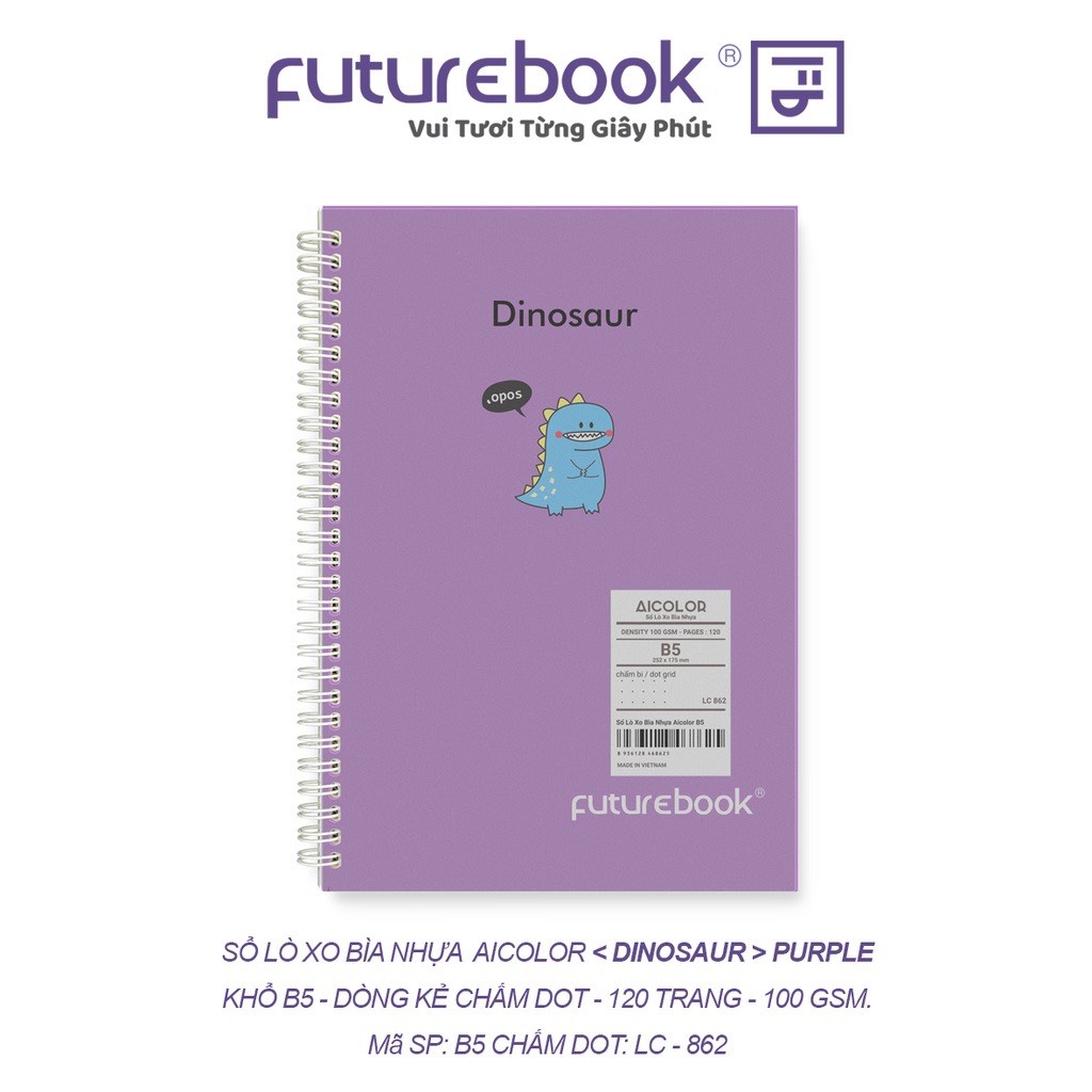 FUTUREBOOK (Có Nhiều Mẫu)-Sổ Lò Xo Bìa Nhựa AICOLOR B5_Chấm Dot_120Trang_Định Lượng 100Gsm. MÃ SP LC862 (Giao mẫu nhiên)