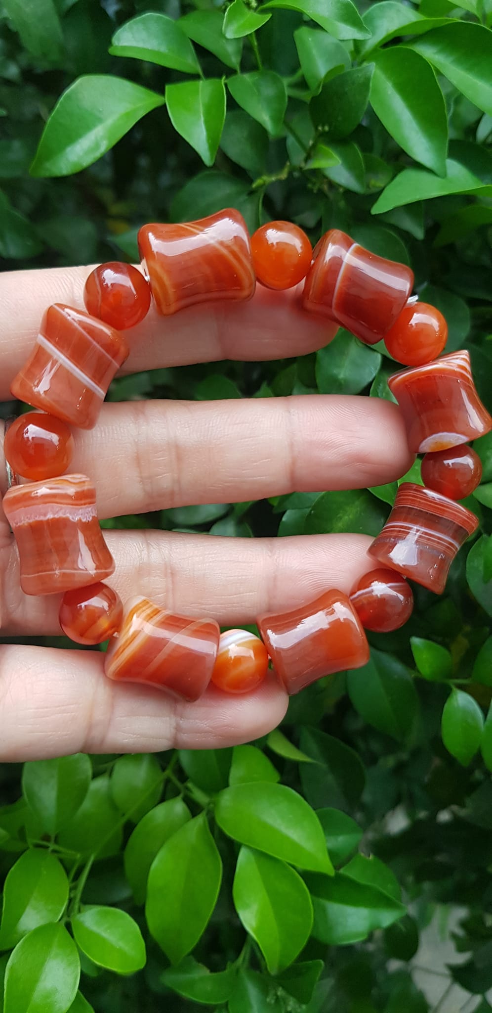 Vòng tay đá mã não đỏ kiểu Vòng hạt thống 14mm hạt tròn nhỏ Nam Nữ mệnh hoả mệnh thổ đeo ạ