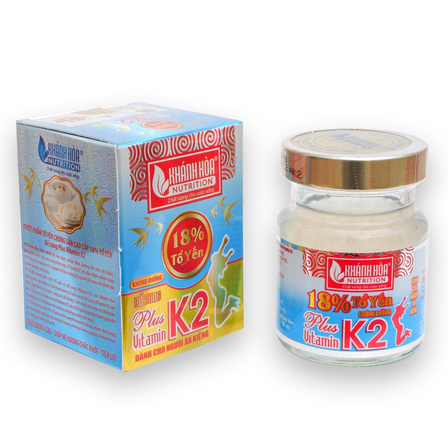 Tổ Yến 18% Không Đường Bổ Sung Vitamin K2 Dành Cho Người Ăn Kiêng Khánh Hòa Nutrition – Lọ 70ml