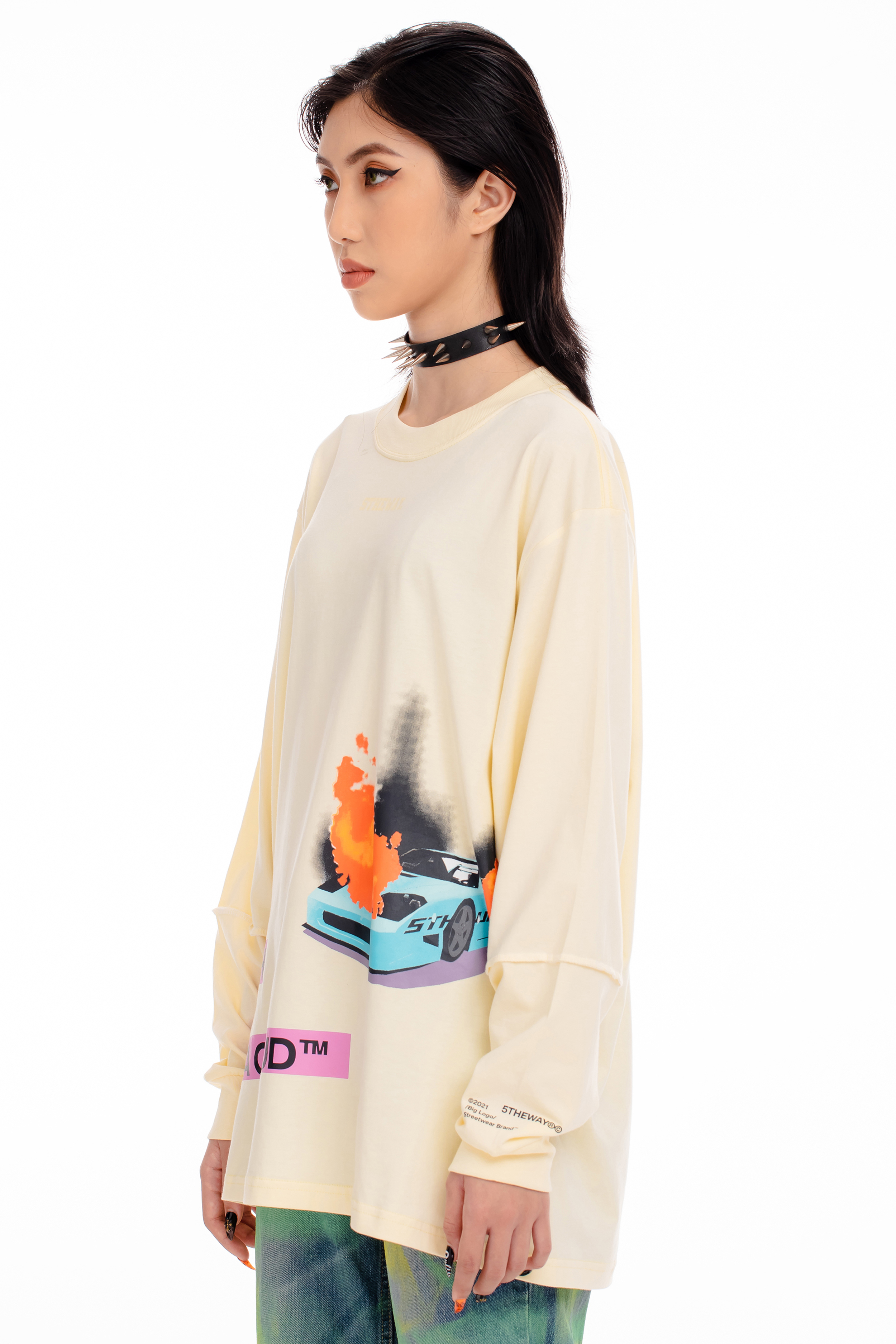 Áo Thun 5THEWAY Tay Dài Vàng aka 5THEWAY /YILAC/ SQUARE LONG SLEEVE TEE in LEMON ICING