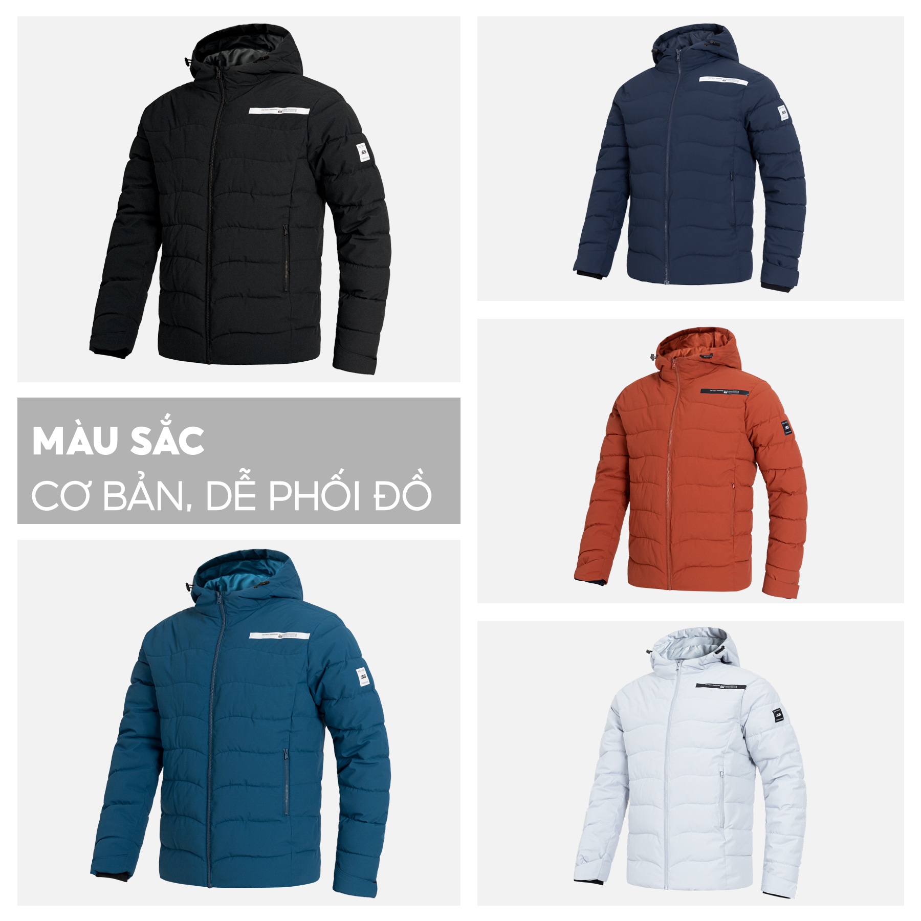 Áo Khoác Phao Nam Chần Bông 5S Premium, Chất Liệu Cao Cấp, Công Nghệ GORE-TEX, Siêu Ấm, Cản Gió, Thiết Kế Basic