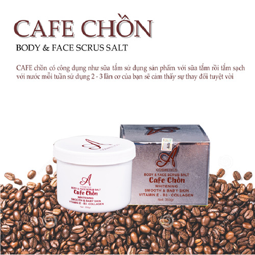 Muối Tẩy Tế Bào Chết Cafe Chồn A Cosmetics ( Body &amp; Face Scrub Salt )