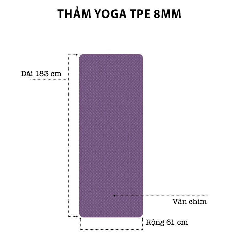 Thảm Yoga TPE 1 Lớp 8mm Cao Cấp - YOGA QG, Độ Bám Cao, Chống Trơn Trượt, Mềm Mại, Thân Thiện Với Môi Trường, An Toàn Khi Tiếp Xúc Với Da - Hàng chính hãng