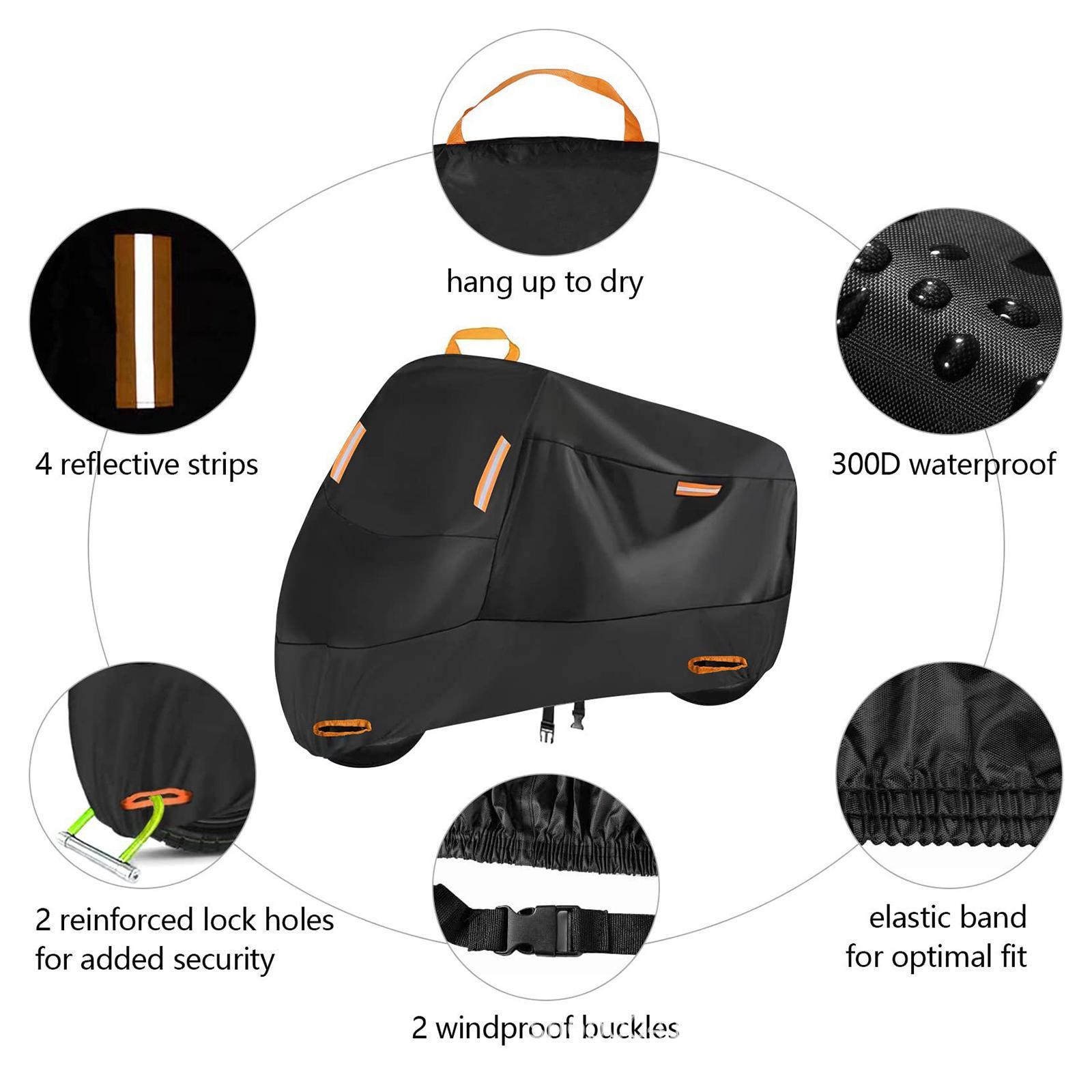 210D Motorcycle Cover Windproof Buckles Protective Motorbike Cover