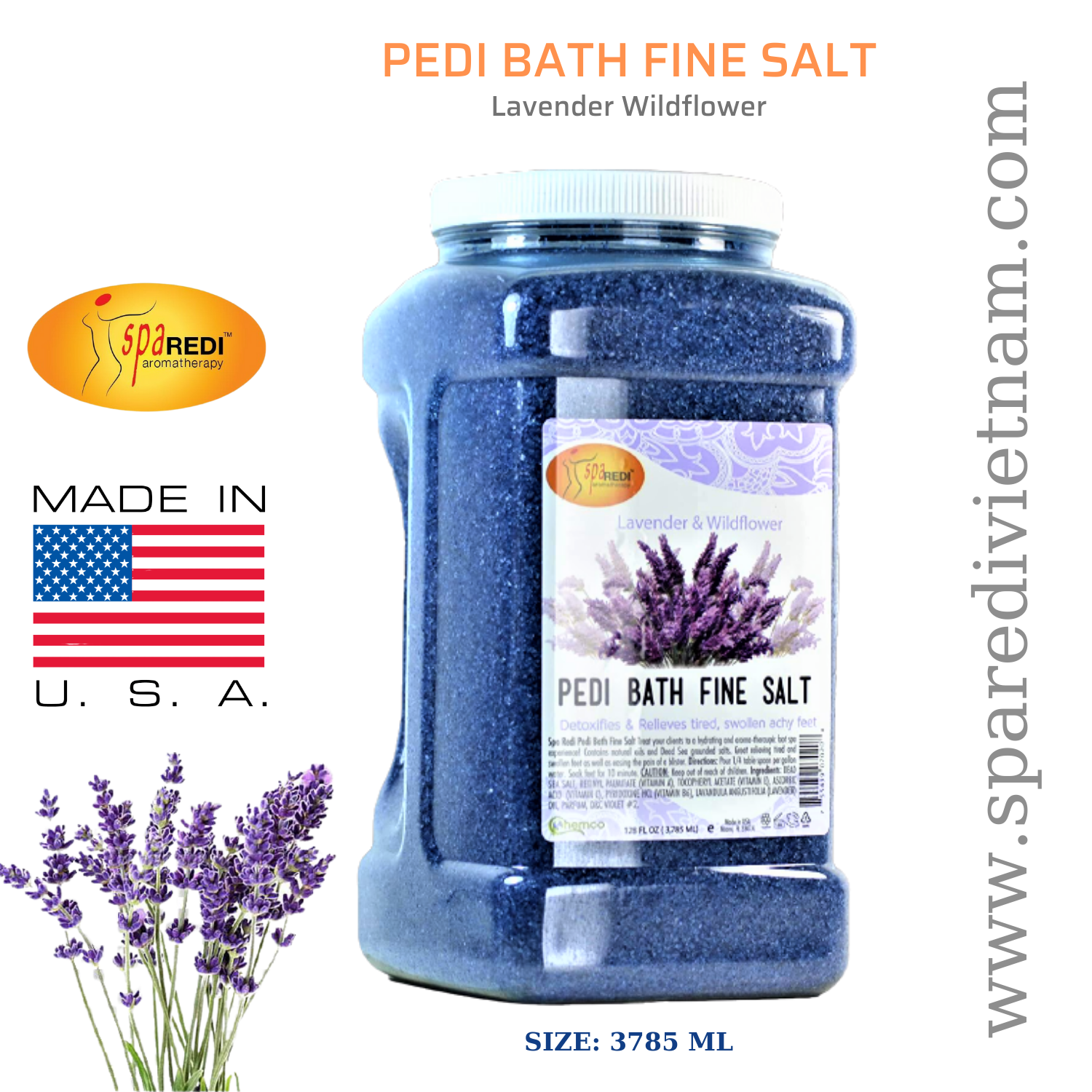Muối tắm Pedi Bath Fine Salt mùi Oải Hương 3785 ml