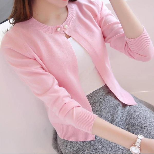 Áo len Cardigan cổ đính cúc ngọc chai kiểu dáng Hàn Quốc AO36